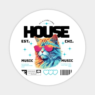 HOUSE MUSIC  - Cool Cat In Shades (black/blue) Magnet